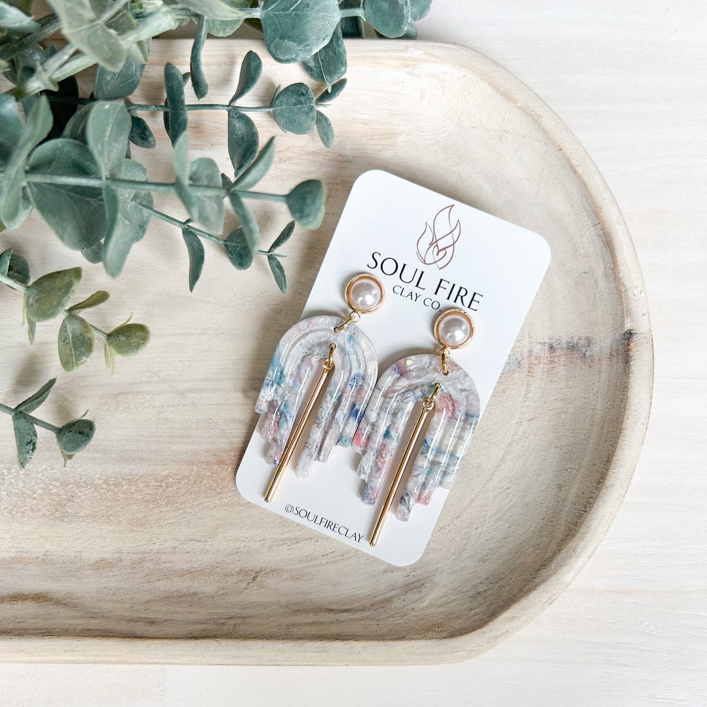 Pastel Marbled Arch - Statement Earrings