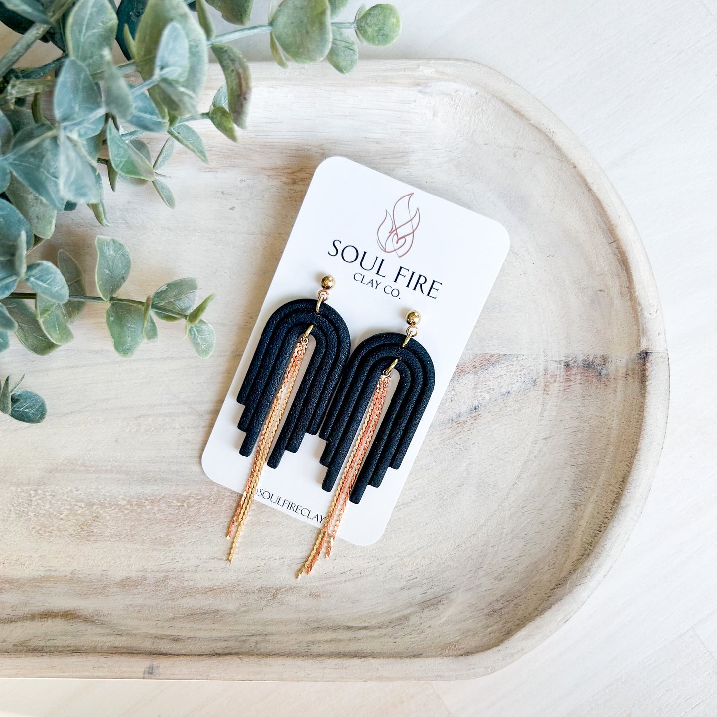 Black Arch & Tassle - Fall Statement Earrings