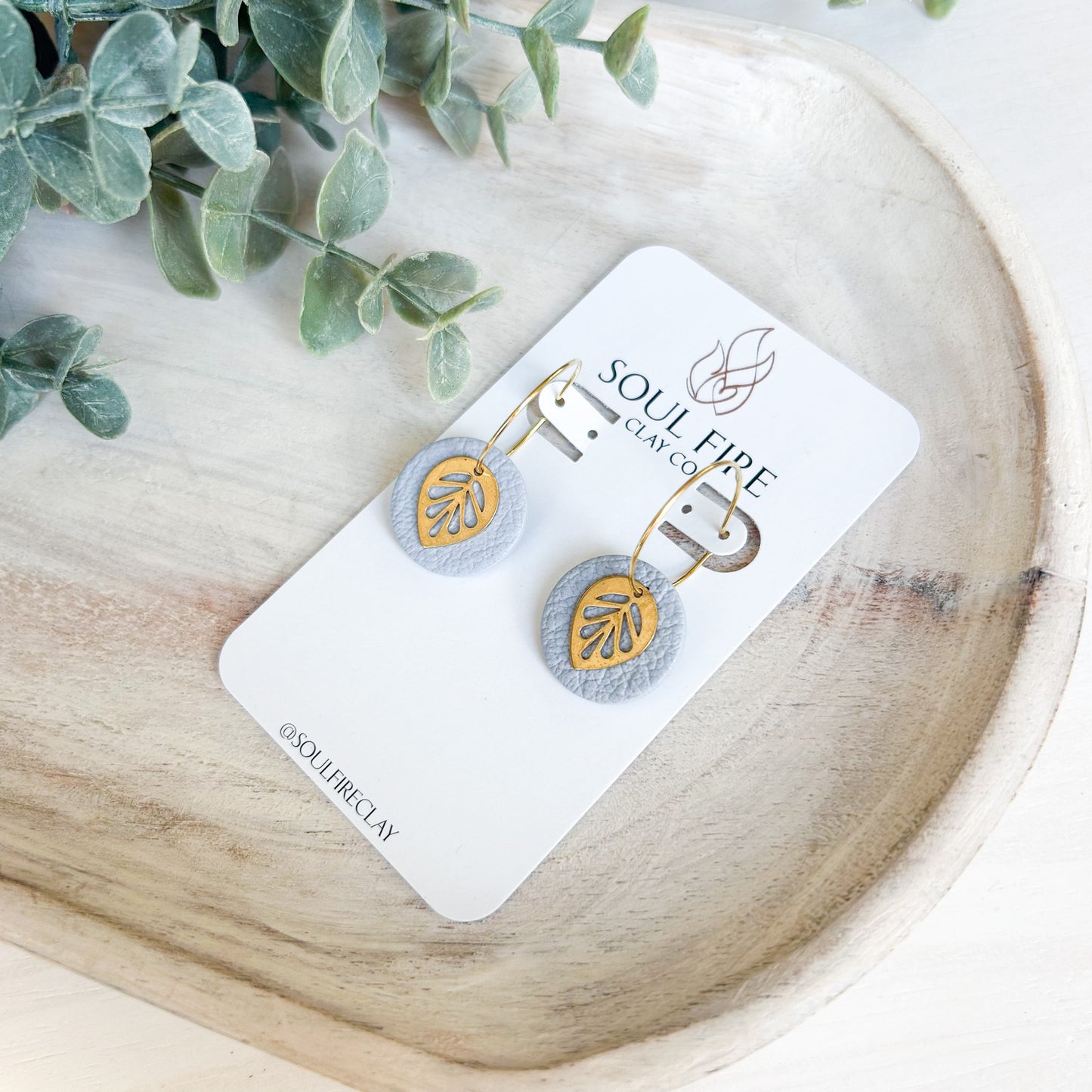 Leather Texture Leaf Drop- Fall Statement Earrings