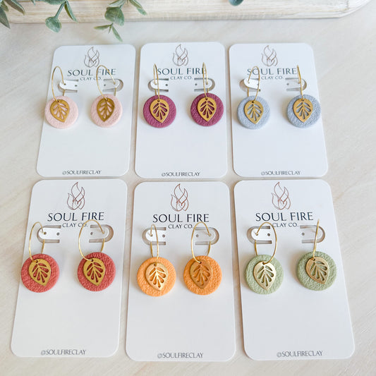 Leather Texture Leaf Drop- Fall Statement Earrings