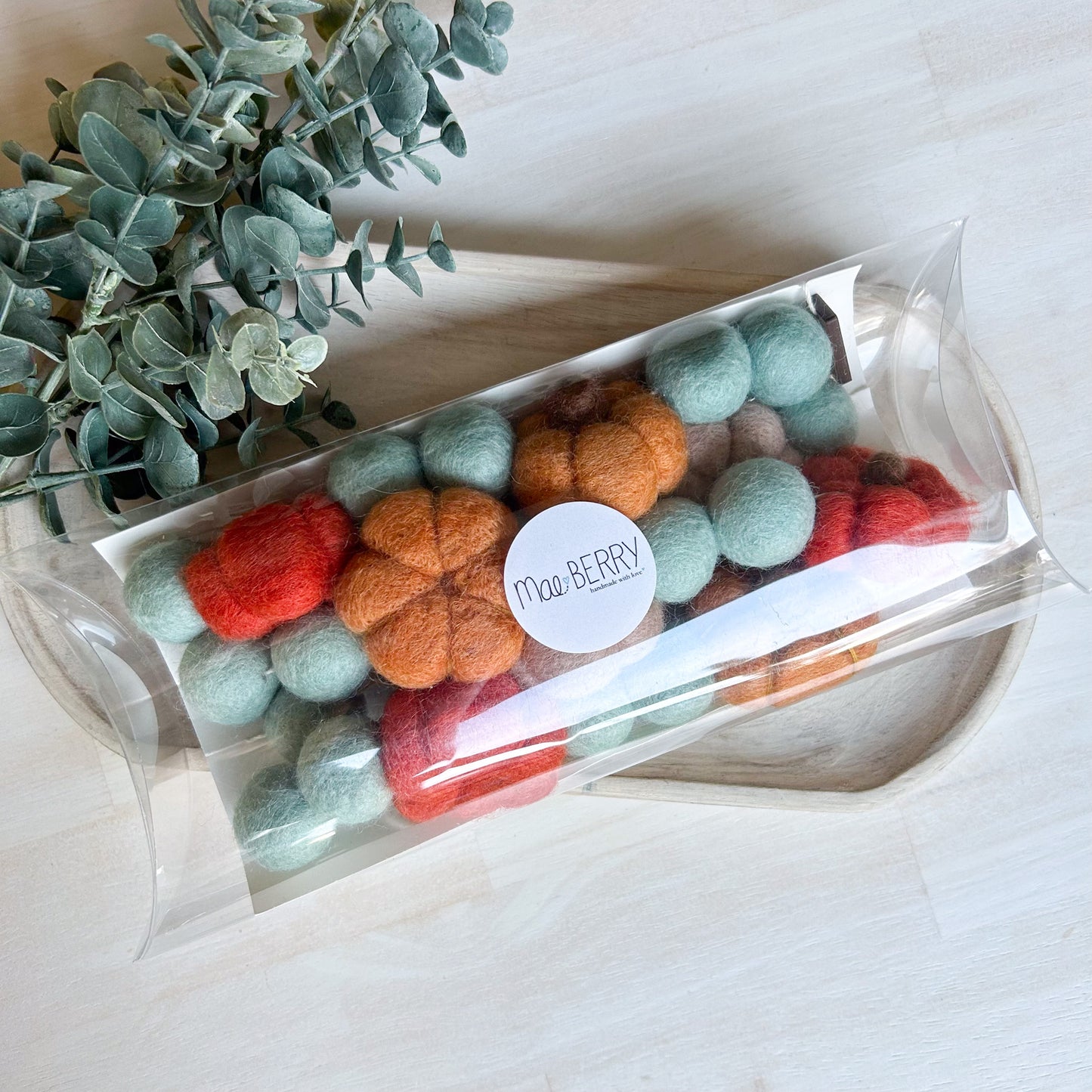 Rustic Mint Pumpkin Harvest - Fall Halloween Felt Garland