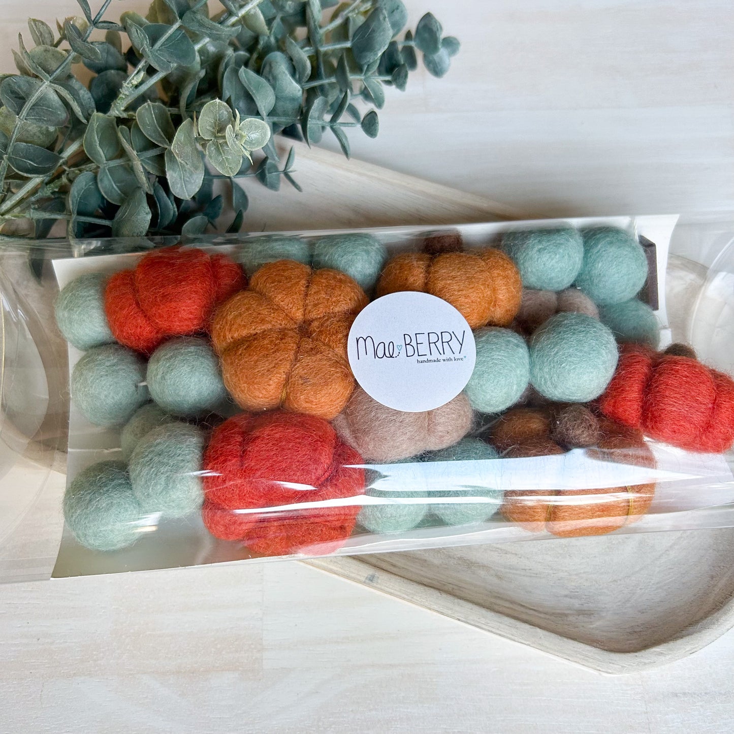 Rustic Mint Pumpkin Harvest - Fall Halloween Felt Garland