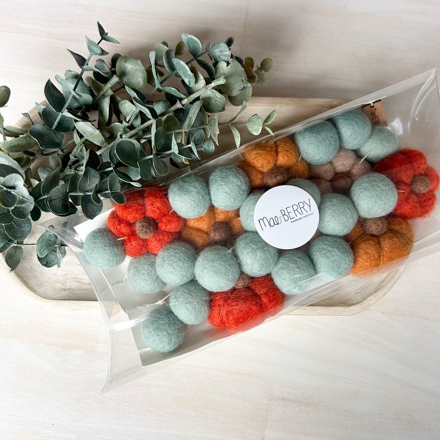Rustic Mint Pumpkin Harvest - Fall Halloween Felt Garland