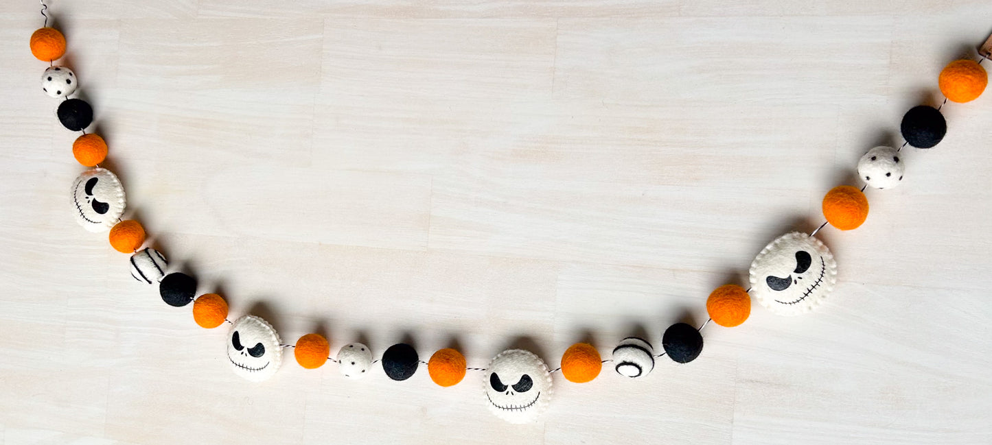 Jack Skellington - Orange & Black - Halloween Felt Garland