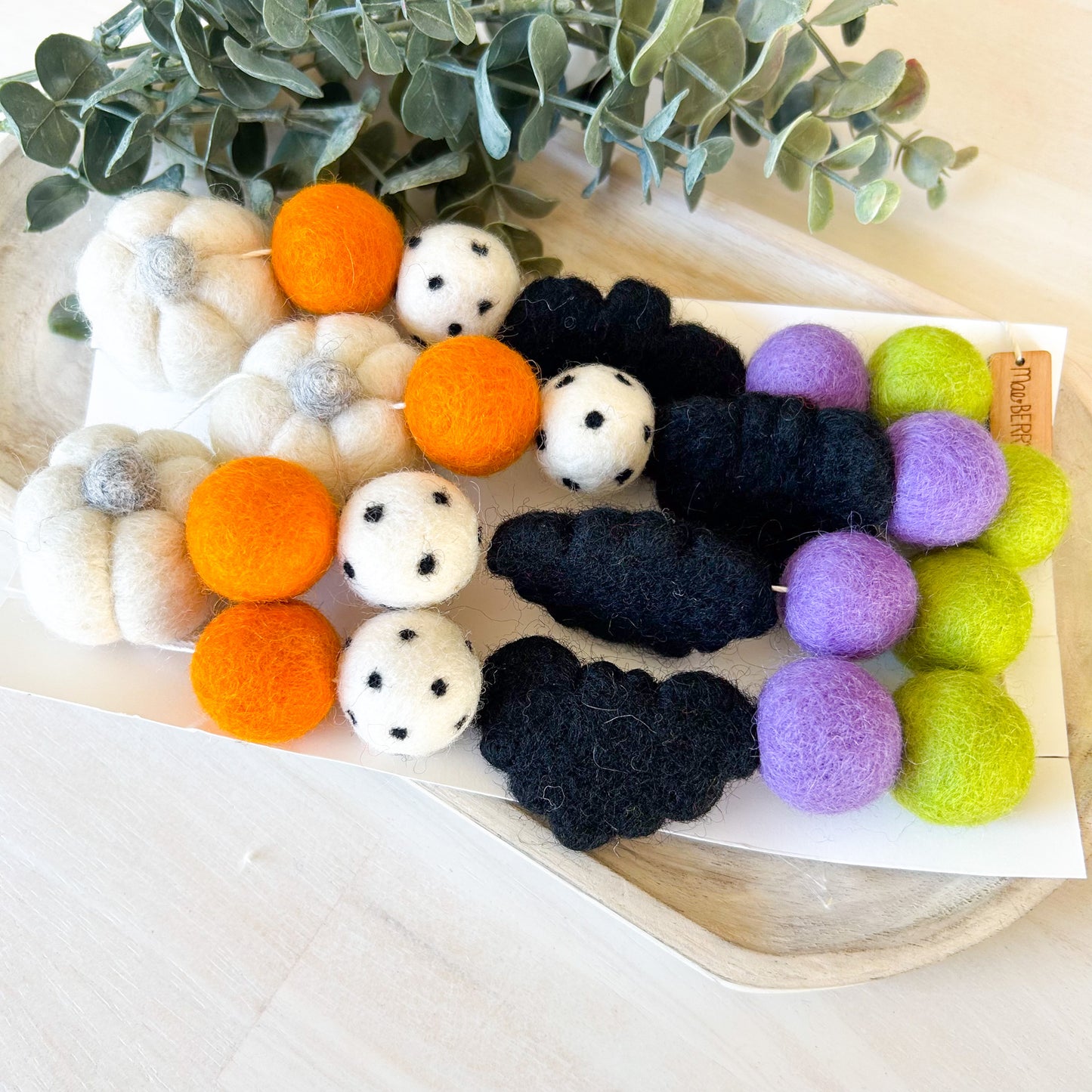 White Pumpkins & Bat Garland