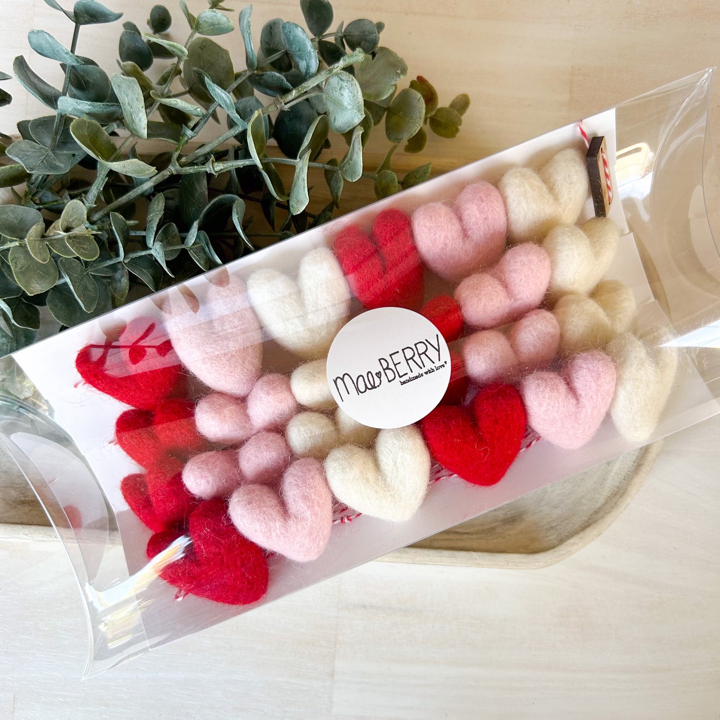 Pink, White & Red Hearts Garland