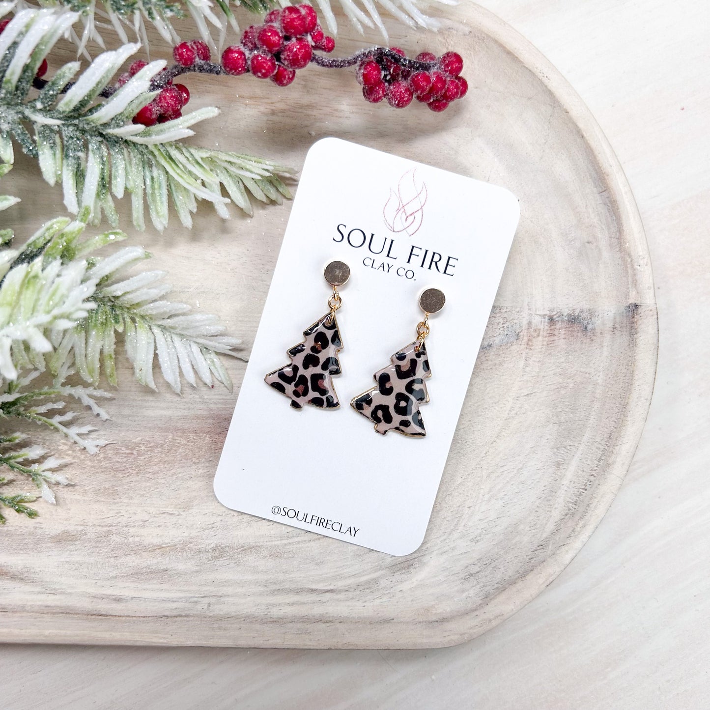 Leopard Print Tree Statement Earrings