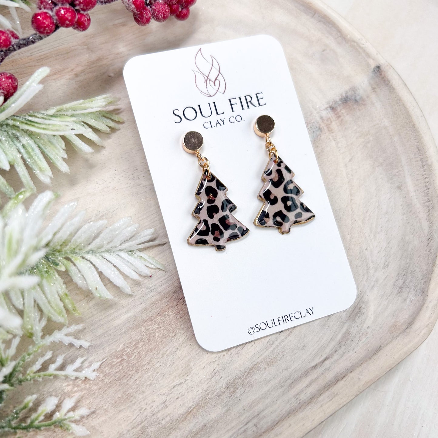 Leopard Print Tree Statement Earrings