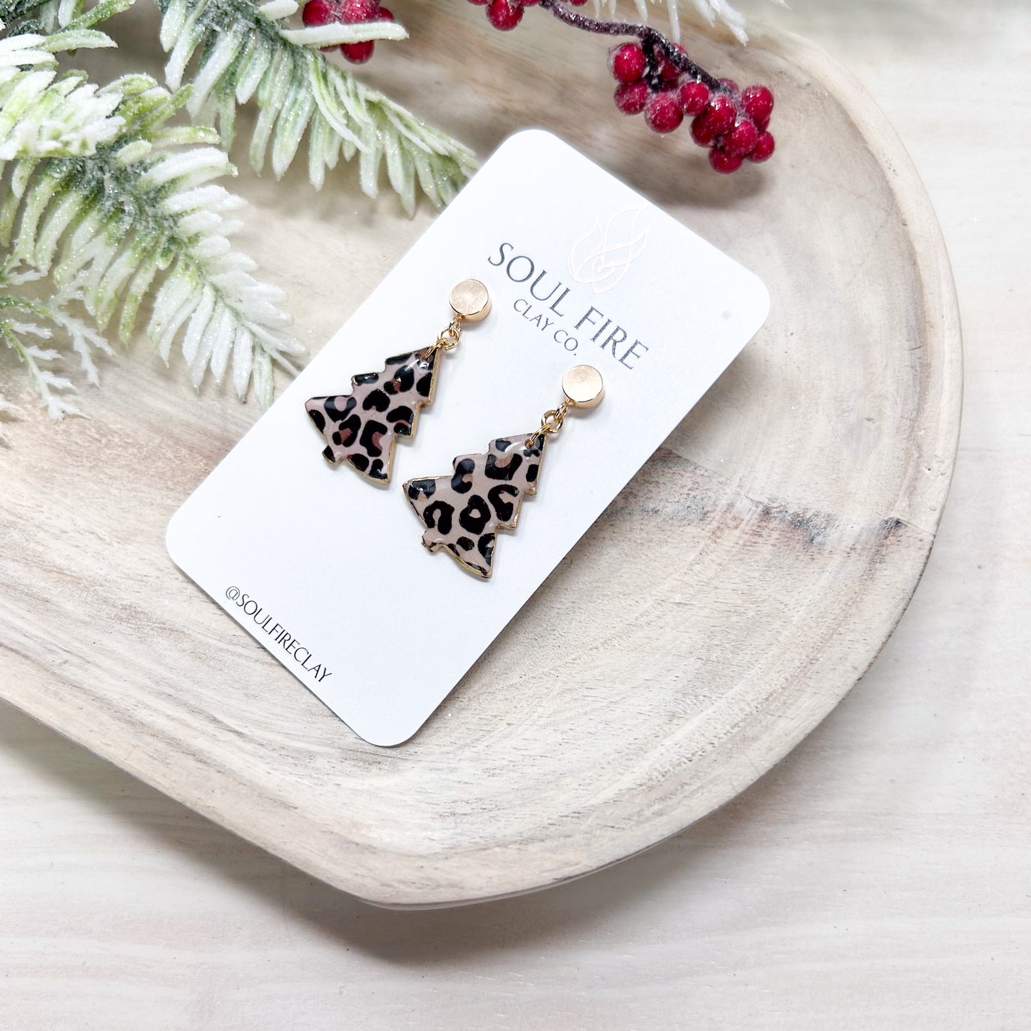 Leopard Print Tree Statement Earrings
