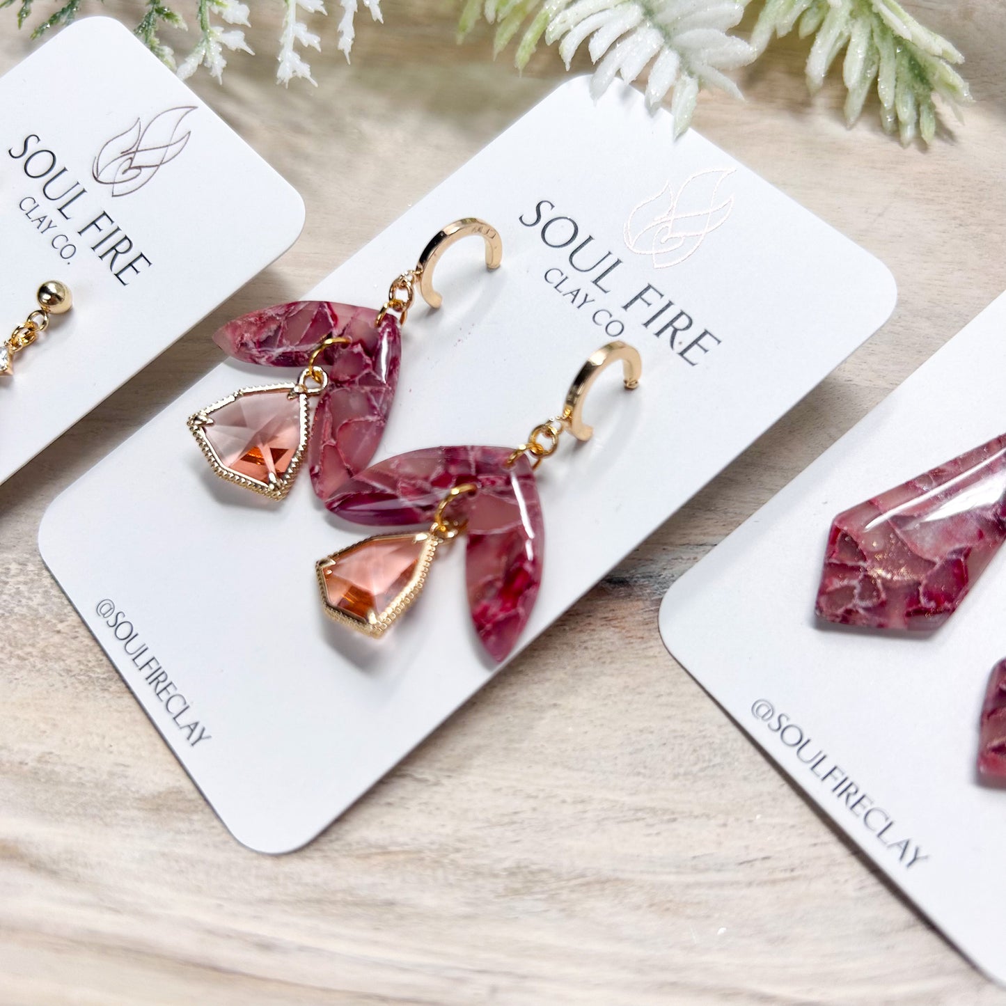 Burgundy Marble Statement Earrings