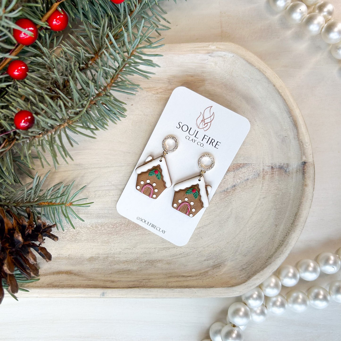 Gingerbread House - Christmas Statement Earrings