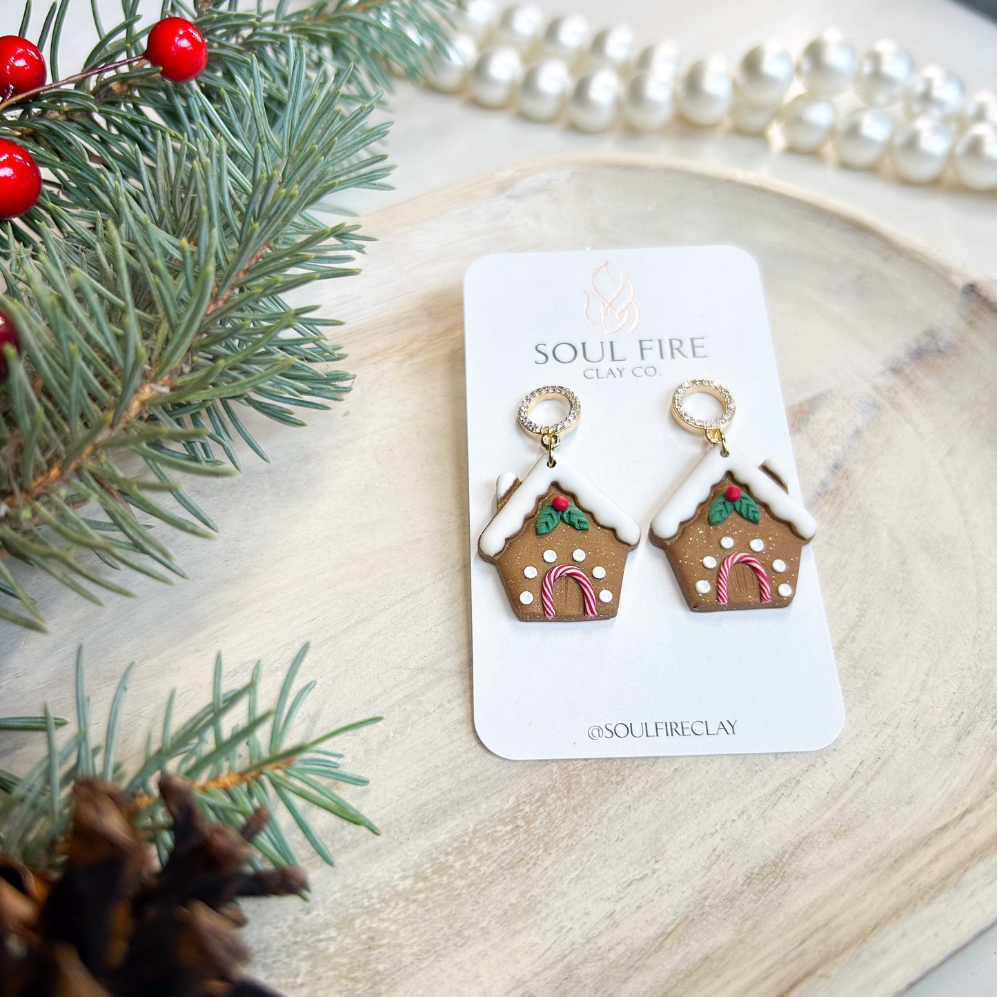 Gingerbread House - Christmas Statement Earrings