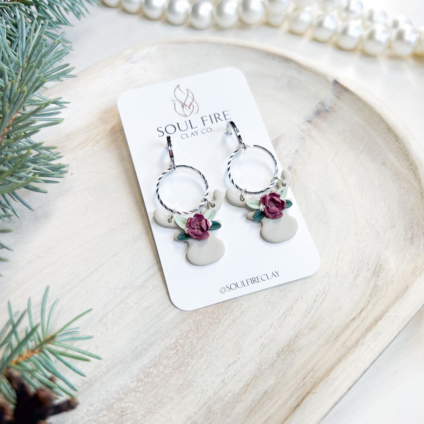 Floral Reindeer - Christmas Statement Earrings
