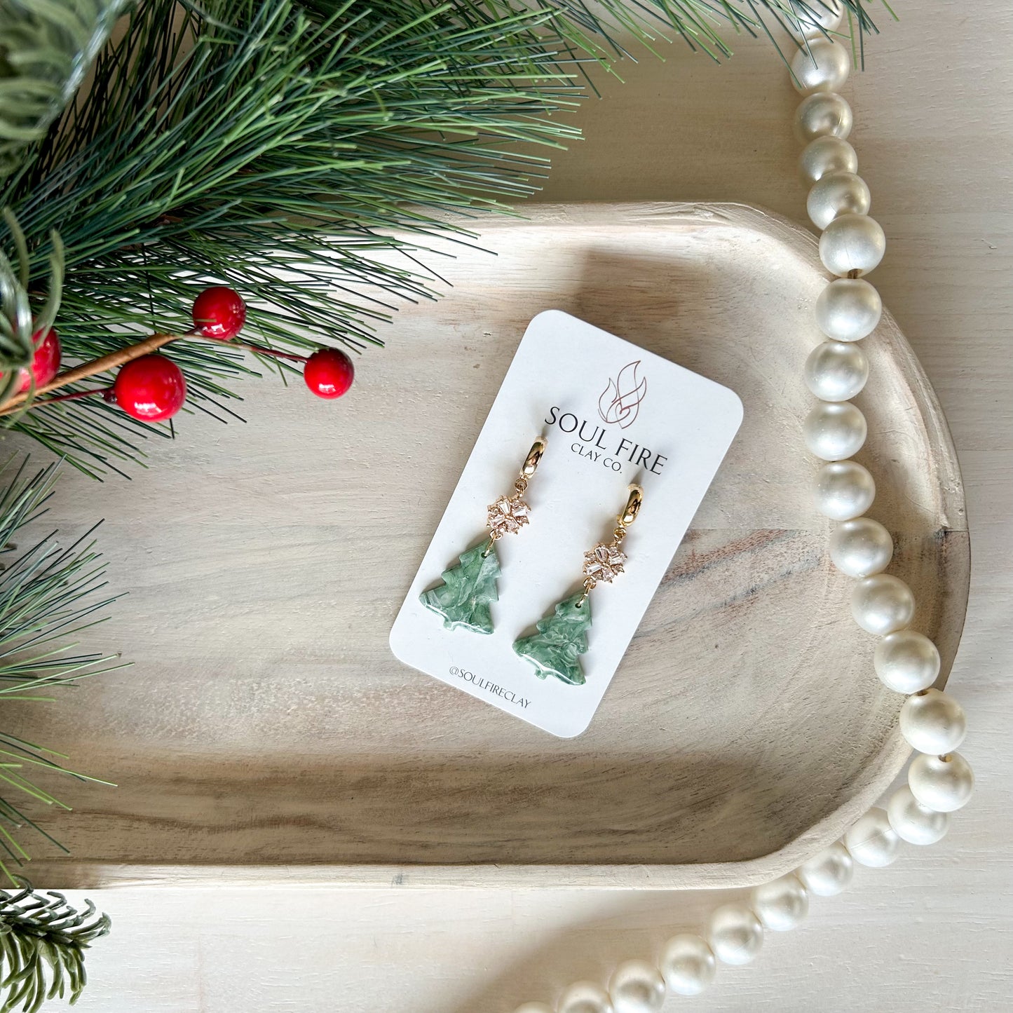 Marbled Tree - Christmas Statement Earrings