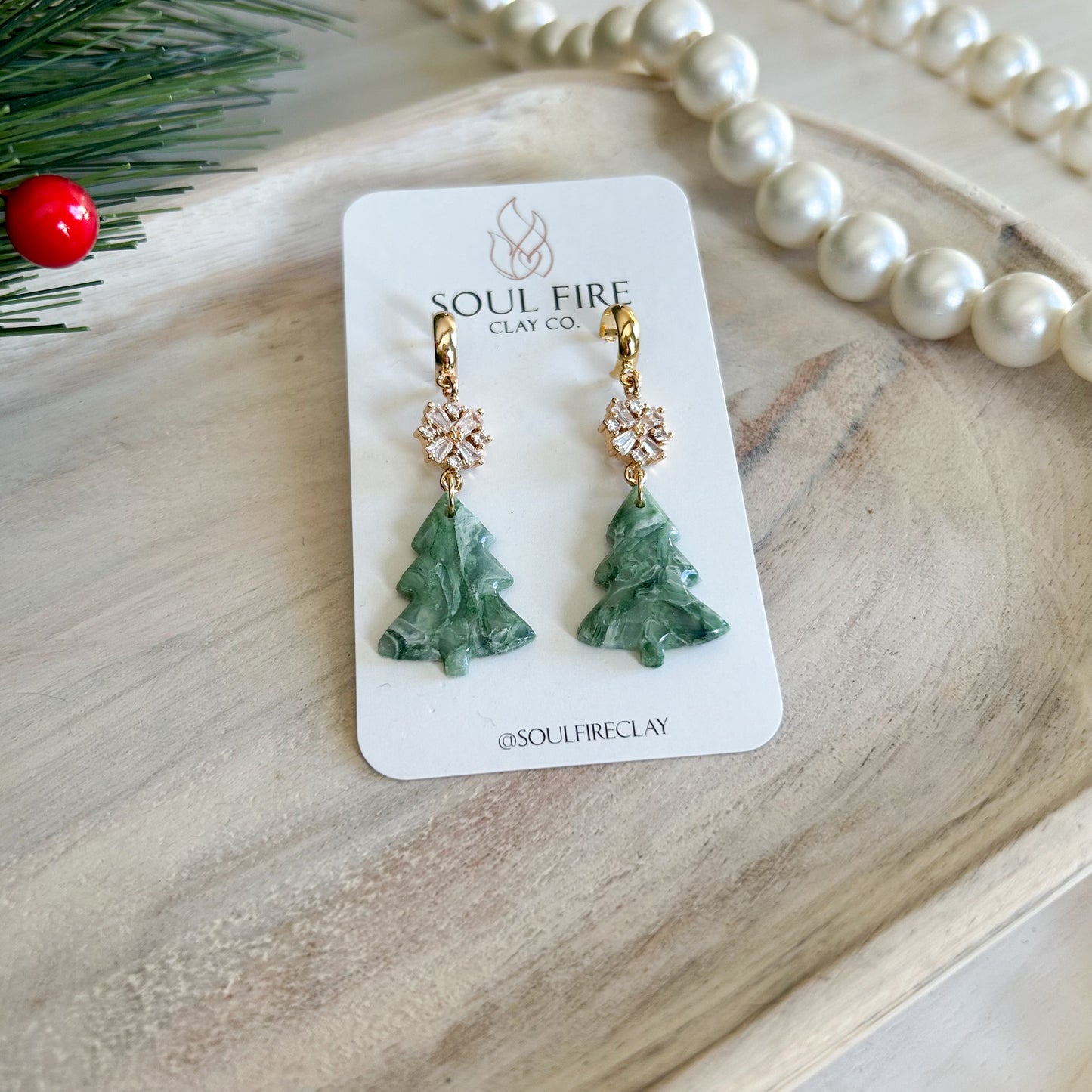 Marbled Tree - Christmas Statement Earrings