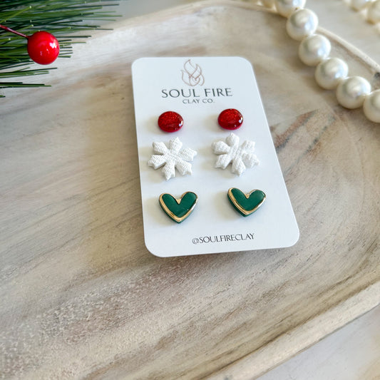 Classic Christmas Stud Set - Christmas Statement Earrings