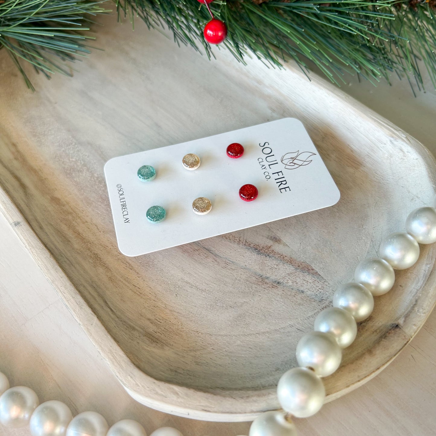 Glitter Ball Stud Set - Christmas Statement Earrings