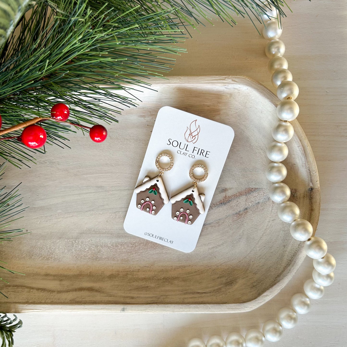 Classic Gingerbread House - Christmas Statement Earrings