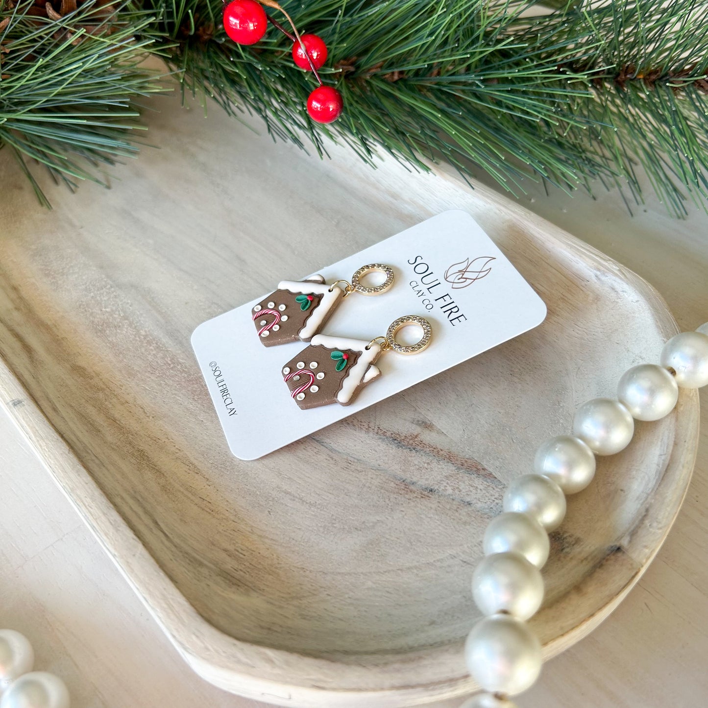Classic Gingerbread House - Christmas Statement Earrings