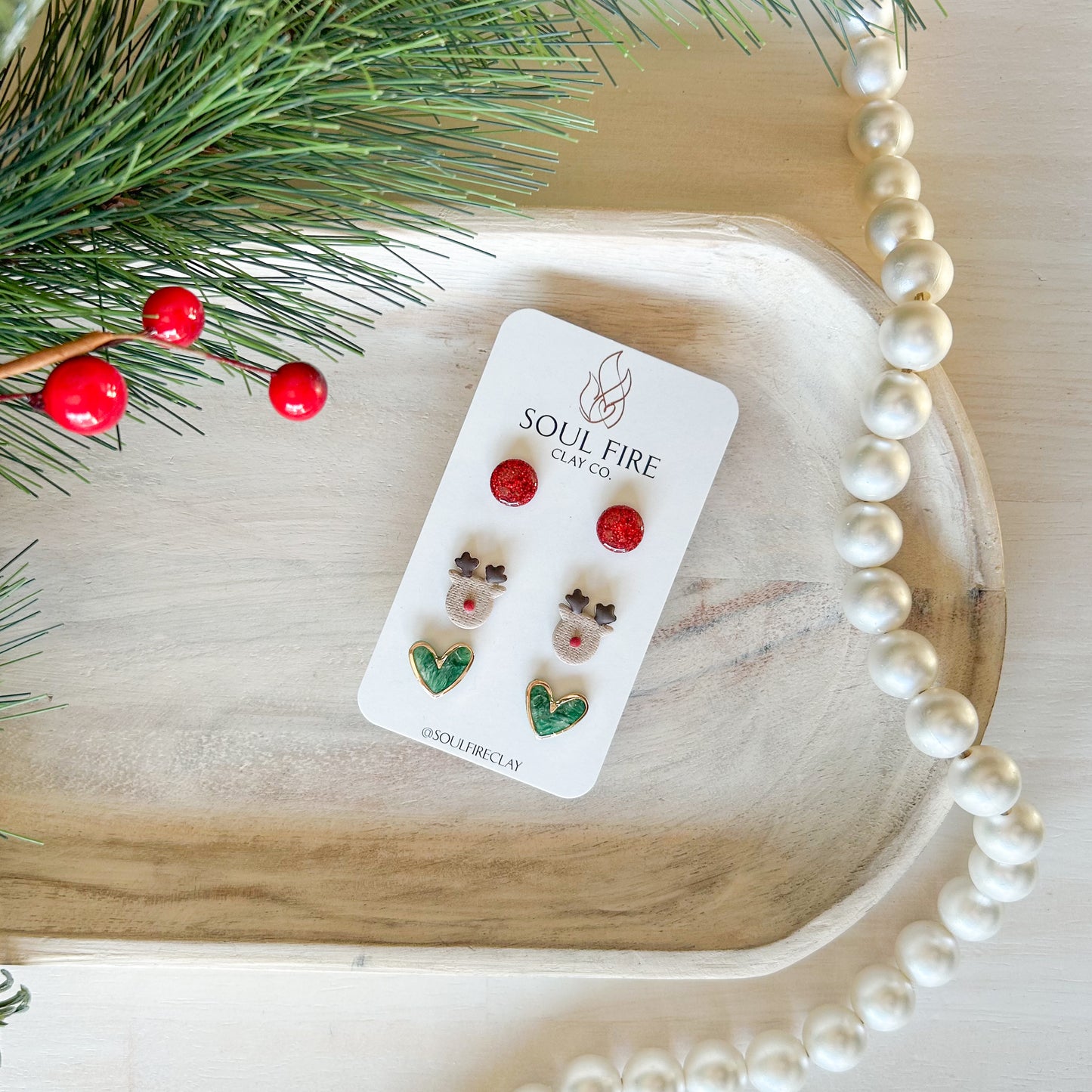 Rudolph Stud Set - Christmas Statement Earrings