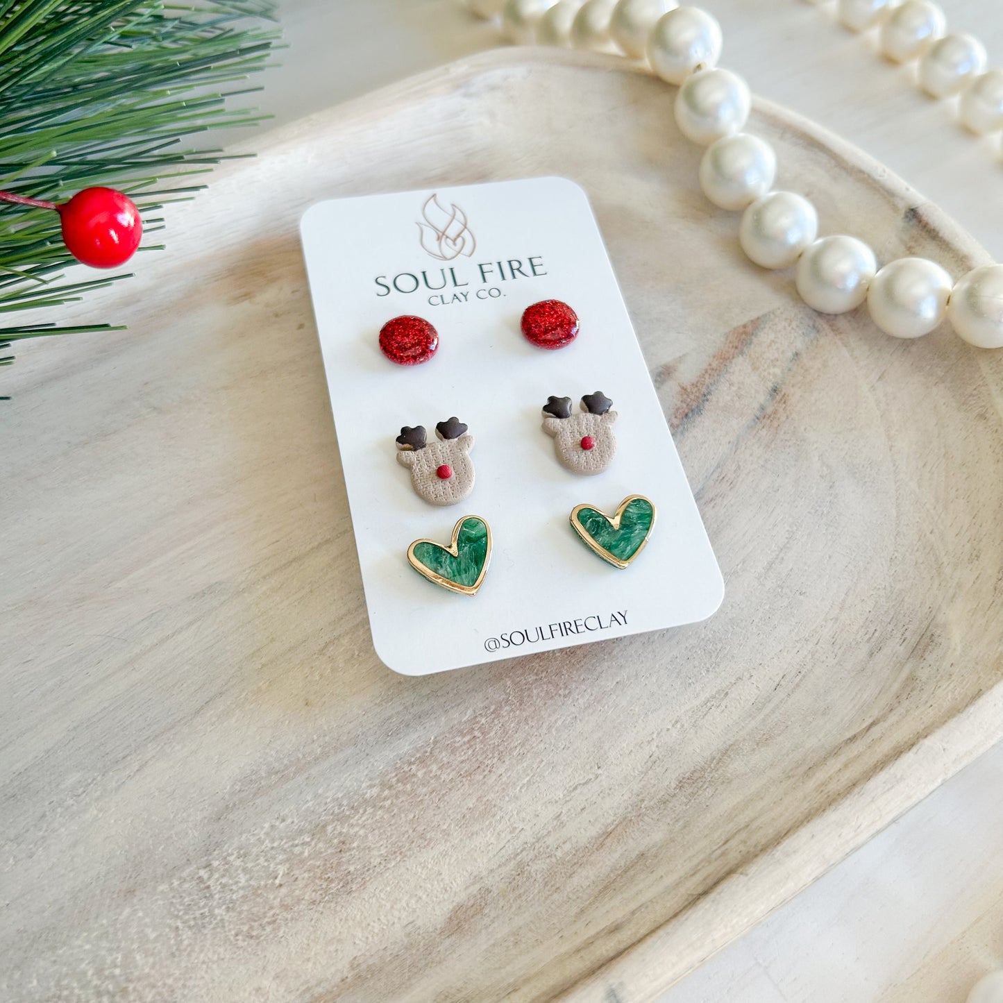 Rudolph Stud Set - Christmas Statement Earrings