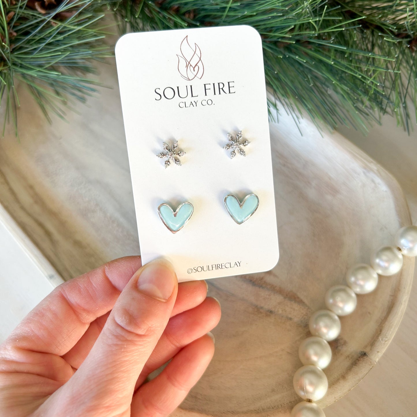 Frosty Stud Set - Christmas Statement Earrings