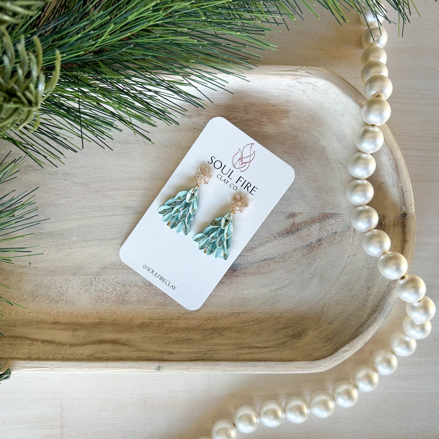 Frosted Tree - Christmas Statement Earrings