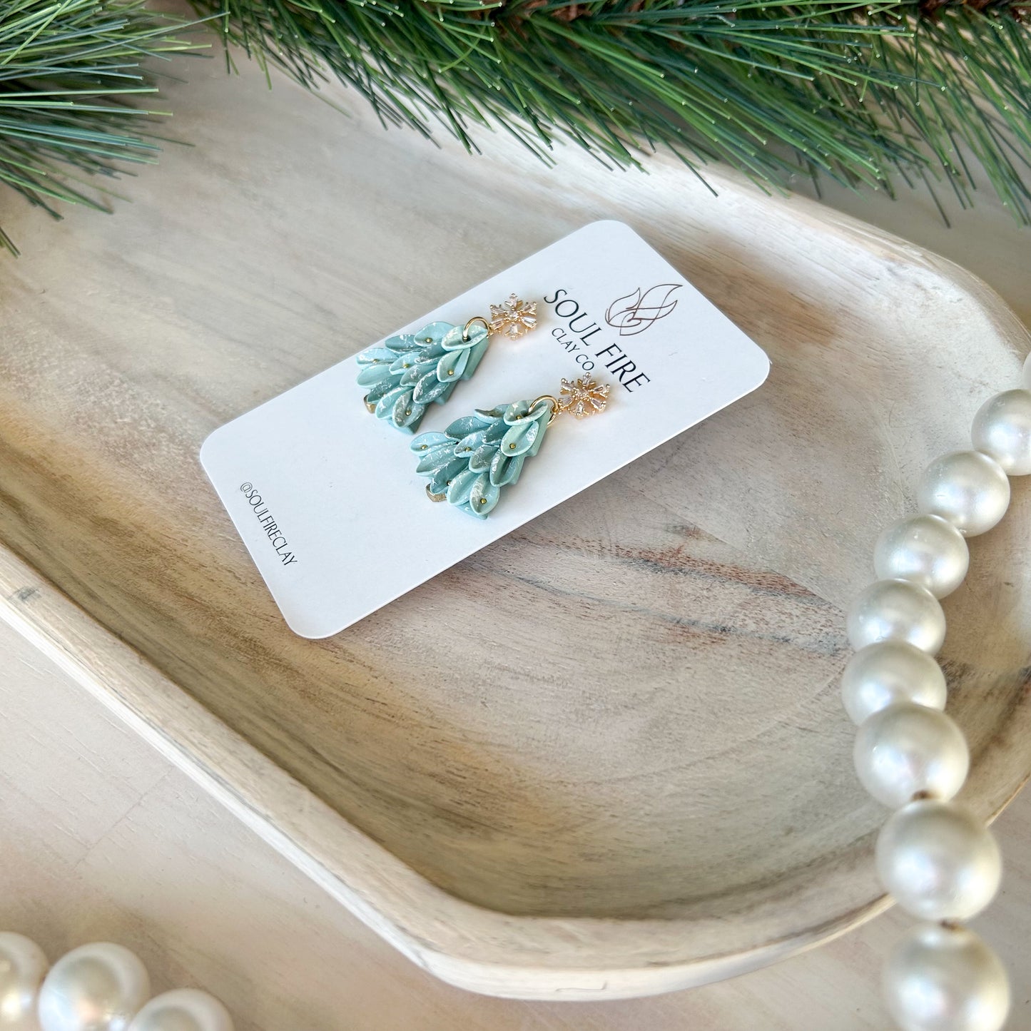 Frosted Tree - Christmas Statement Earrings