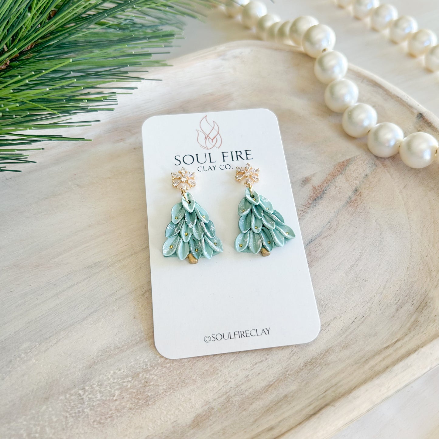 Frosted Tree - Christmas Statement Earrings