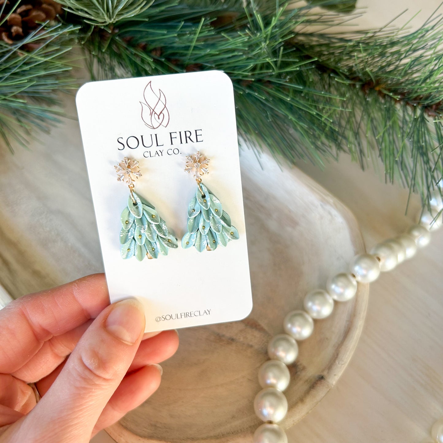 Frosted Tree - Christmas Statement Earrings