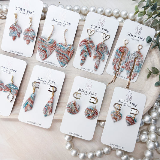 Boho Marble Drop Statement Earrings