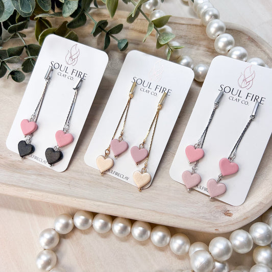 Chain Hearts Statement Earrings