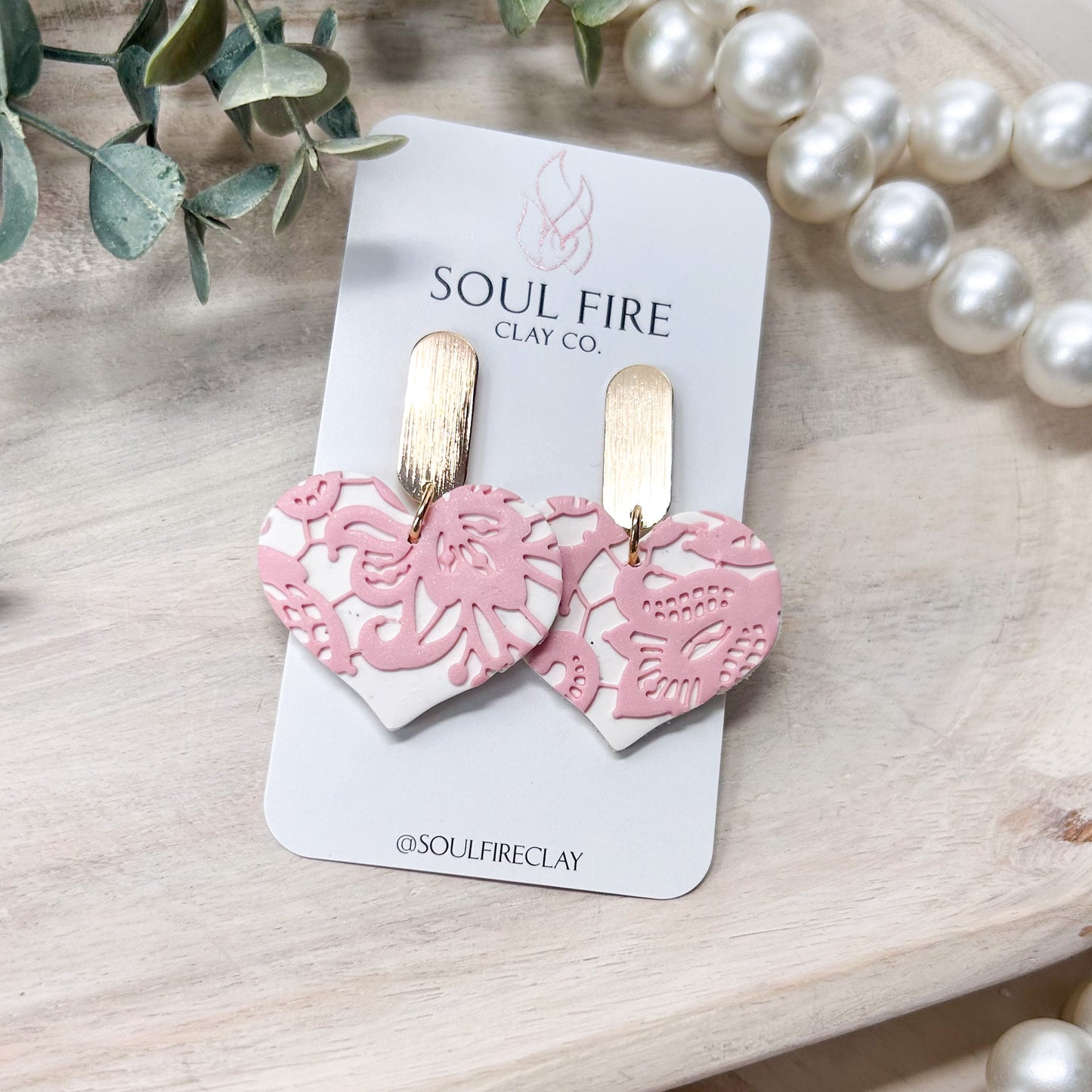 Lace Overlay Heart Statement Earrings