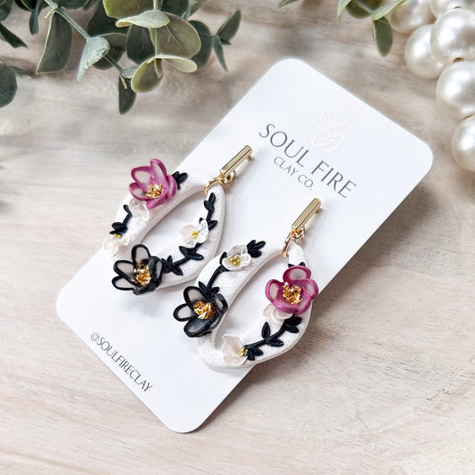 Translucent Floral Statement Earrings