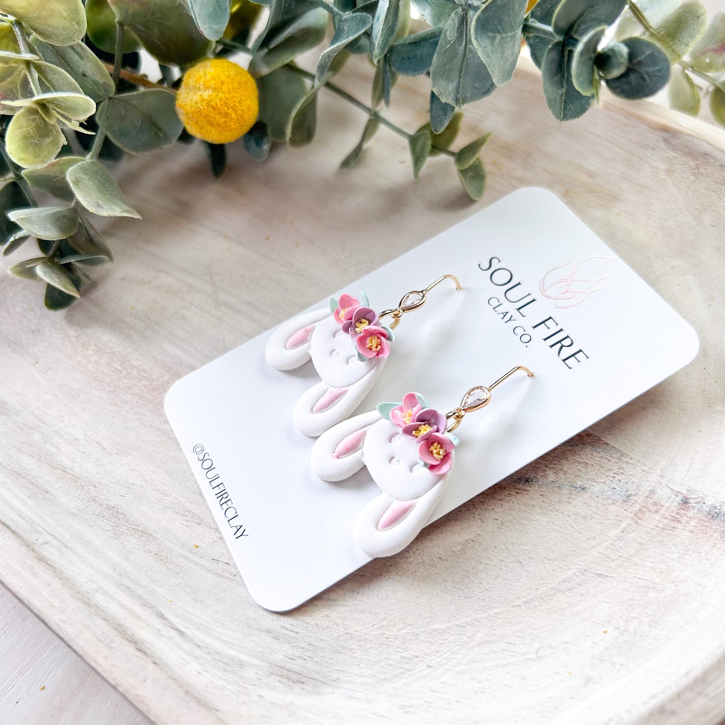 Boho Floral Bunny Statement Earrings