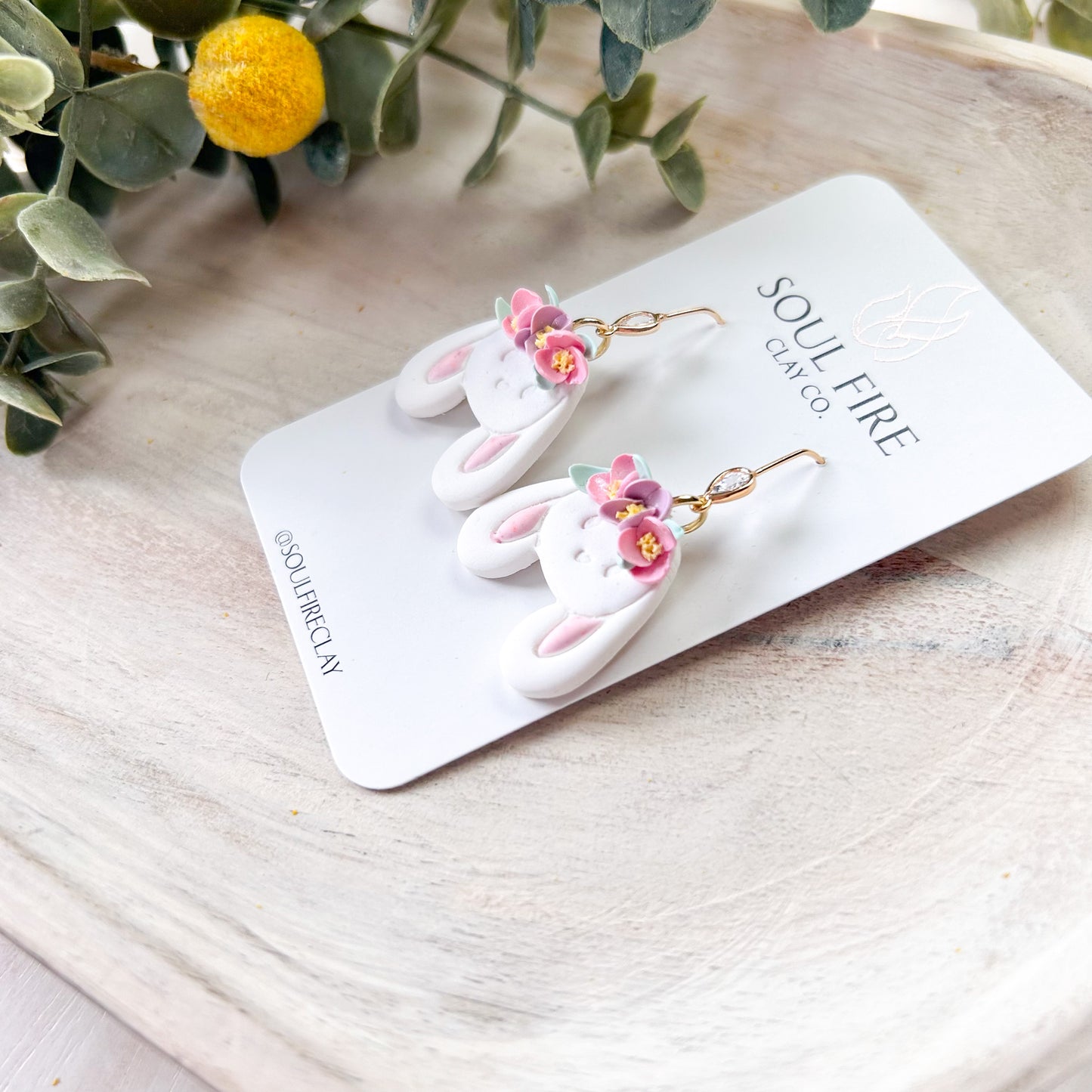 Boho Floral Bunny Statement Earrings