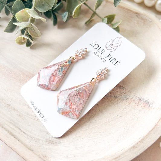 Diamond Bling Marble Statement Earrings