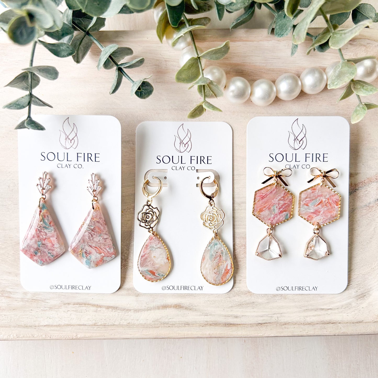 Spring Blingy Bows Marble Statement Earrings