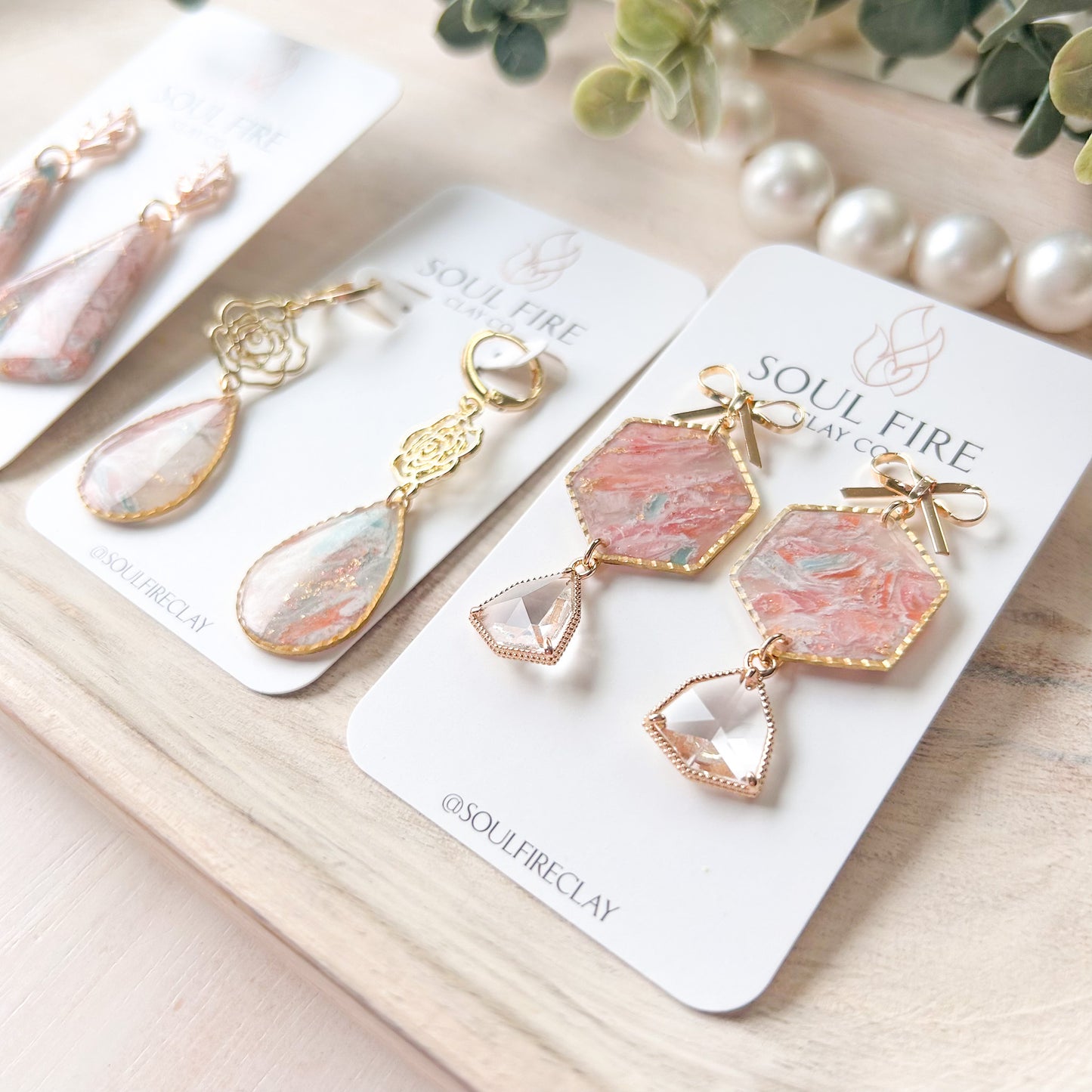 Spring Blingy Bows Marble Statement Earrings