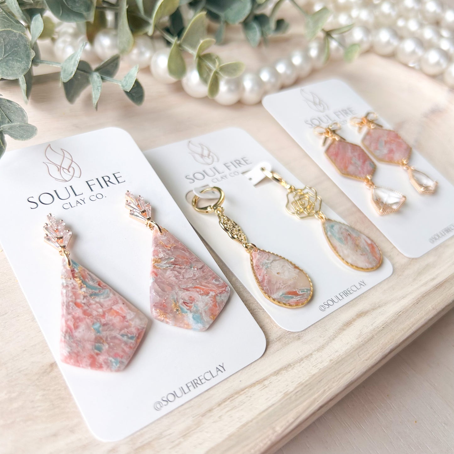 Spring Blingy Bows Marble Statement Earrings
