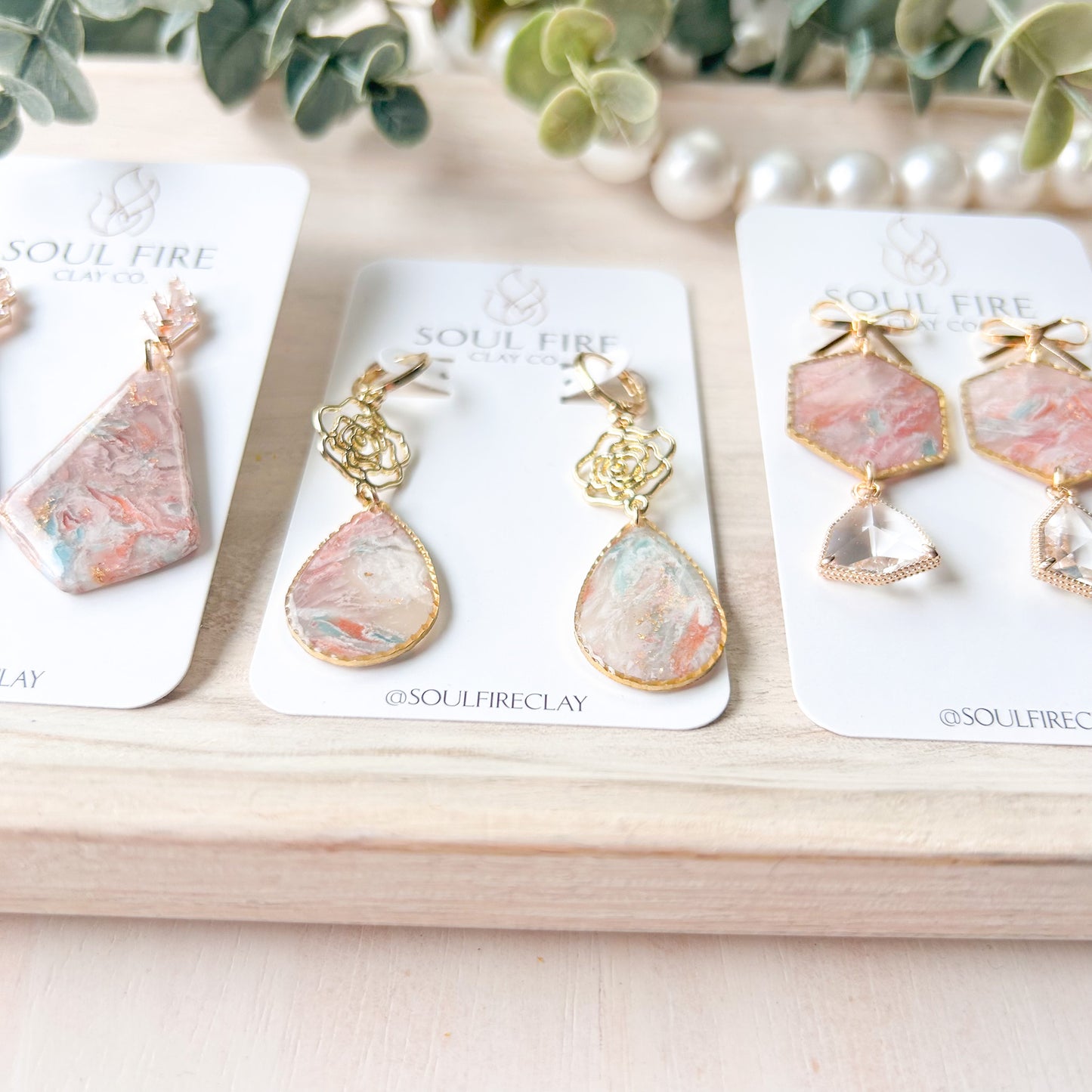 Spring Blingy Bows Marble Statement Earrings