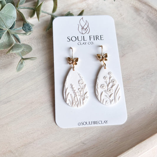 Wild Flower Fields & Butterflies Statement Earrings