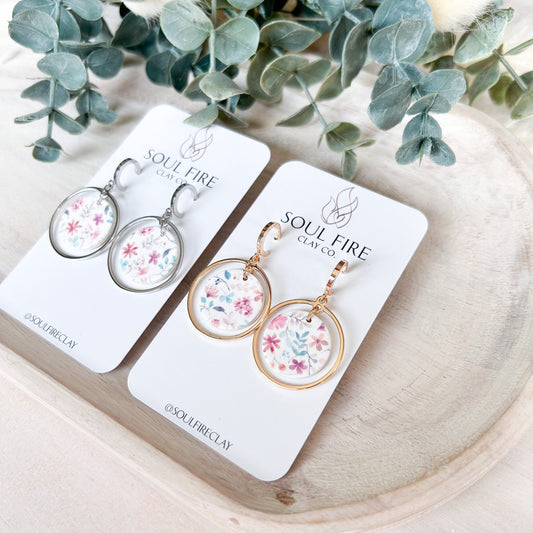 Spring Florals Circle Statement Earrings
