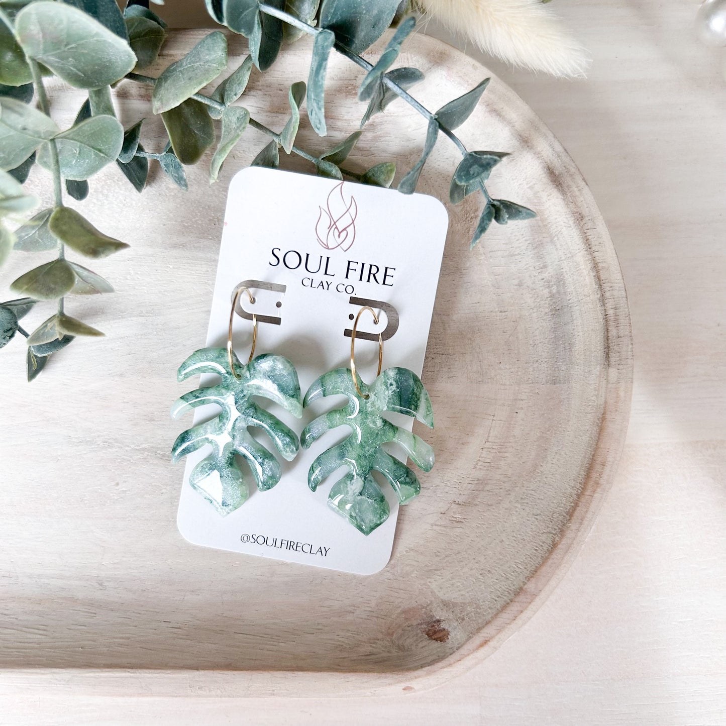 Monstera (Large) Marbled Statement Earrings