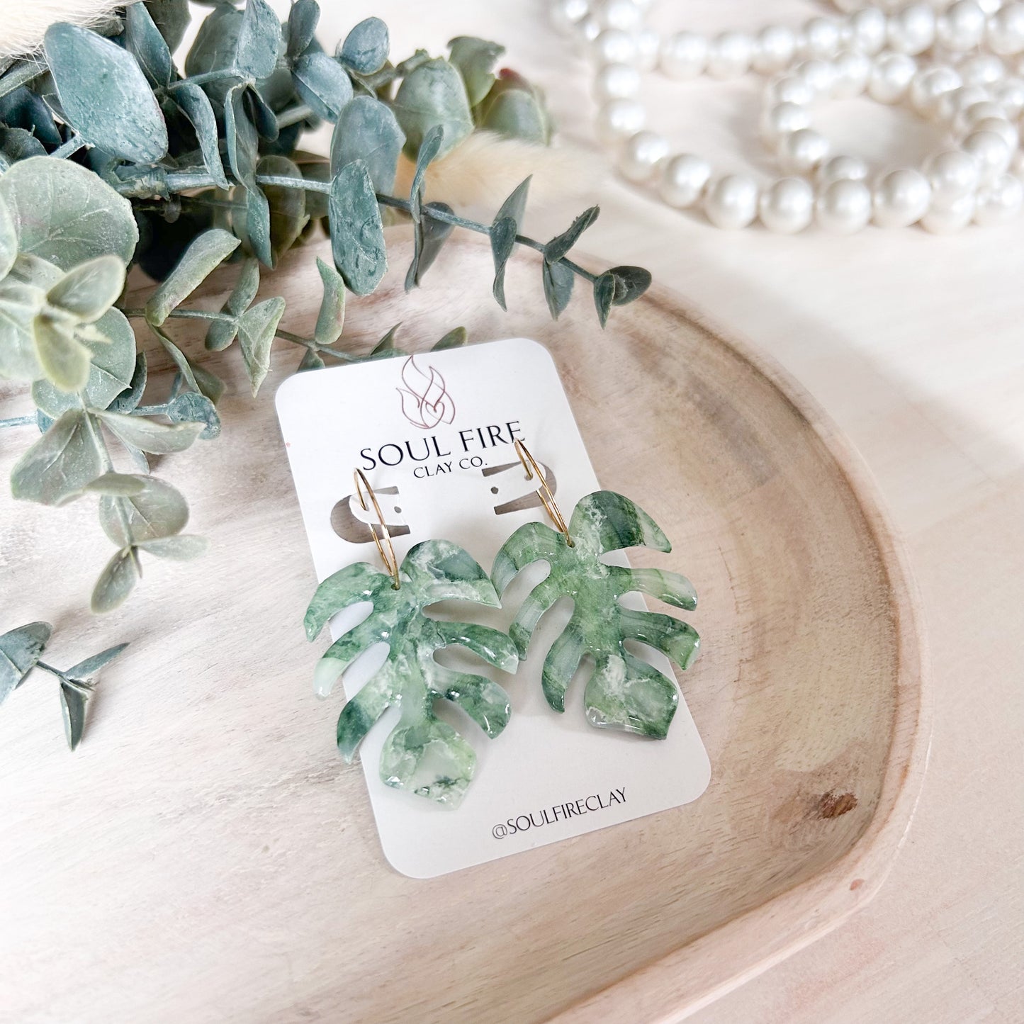 Monstera (Large) Marbled Statement Earrings