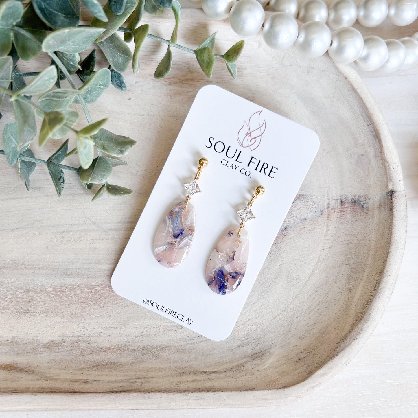 Bridgerton Collection - Oval Drop - Marbled Statement Earrings