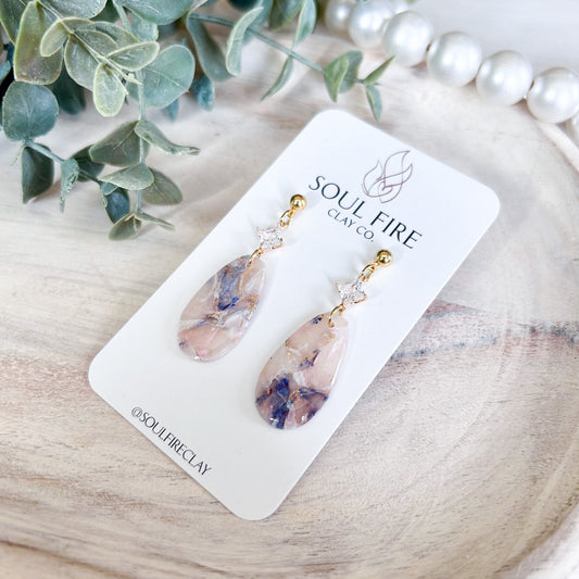 Bridgerton Collection - Oval Drop - Marbled Statement Earrings