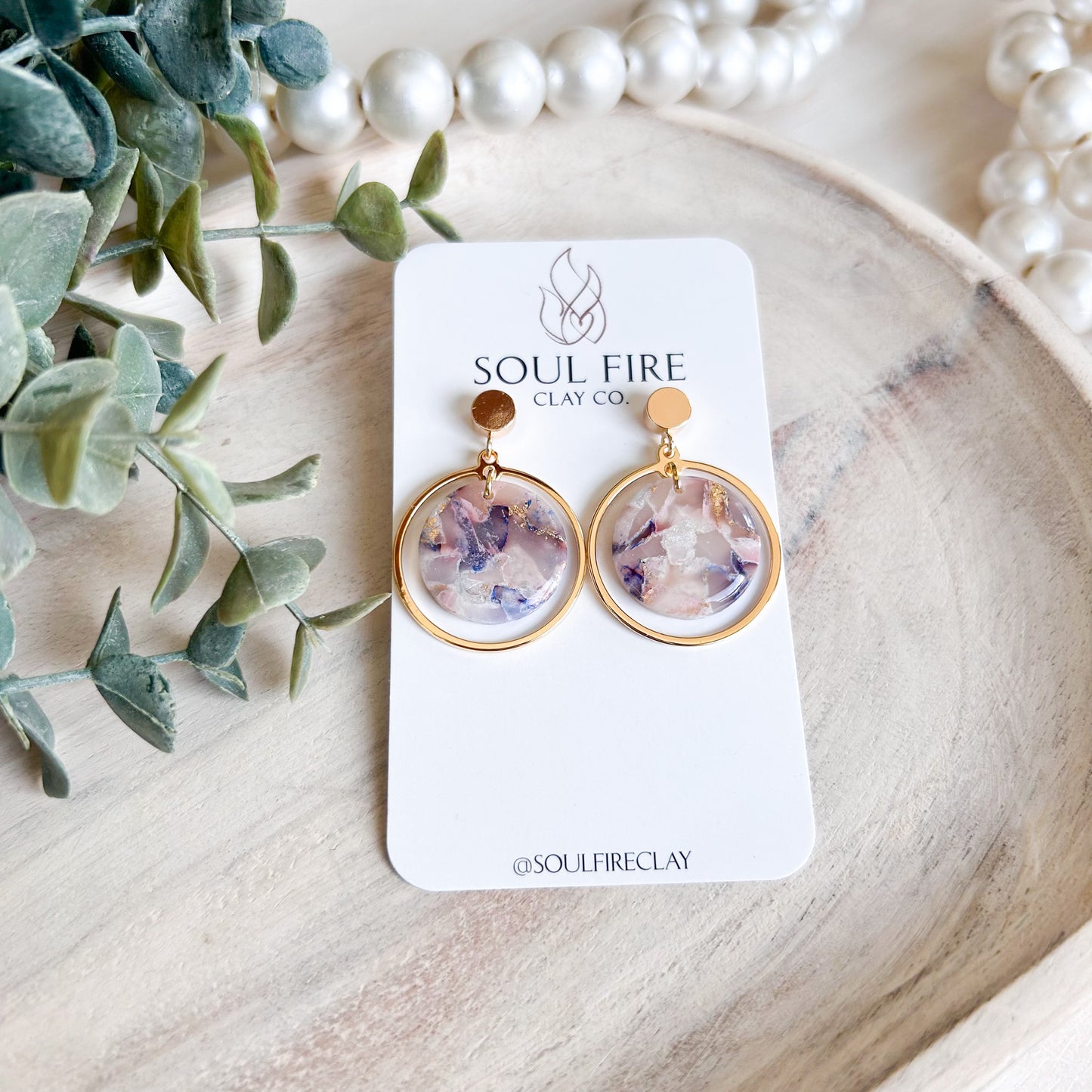 Bridgerton Collection - Circle Drop - Marbled Statement Earrings