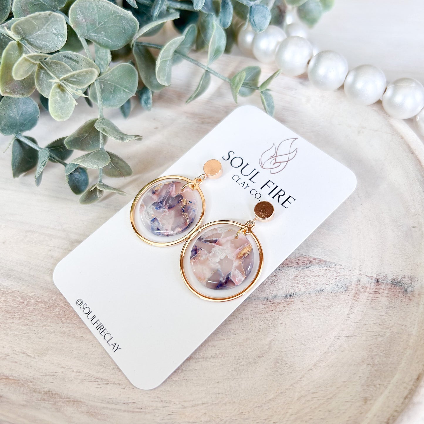 Bridgerton Collection - Circle Drop - Marbled Statement Earrings