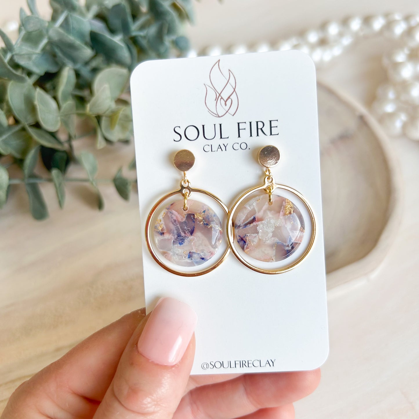 Bridgerton Collection - Circle Drop - Marbled Statement Earrings